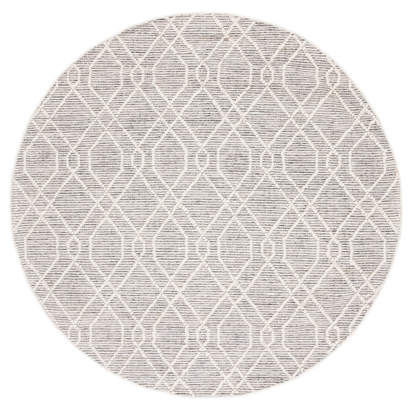 Ajanea Flat Weave Wool Geometric Rug, Round 6'