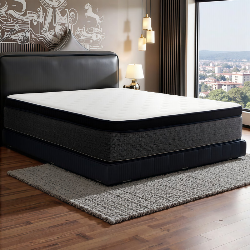 14 Inch Cooling Euro Top Hybrid Mattress with Ice Yarn Cover, Gel Memory Foam & Pocket Coils for Pressure Relief and Motion Isolation