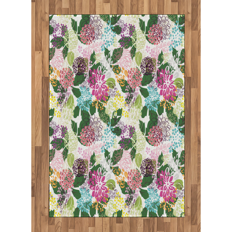 Tapis décoratif floral à haute densité en fibres de polyester, Rectangle— 4 pi x 5 pi 8 po