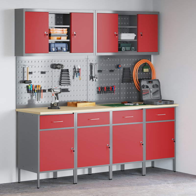 Work Cabinet with Drawer, Red