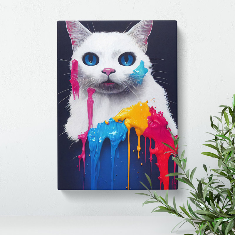 XC1022-1307X Cat Dripping Paint No.4 - Wrapped Canvas Print, 76cm H x 50cm W x 3cm D