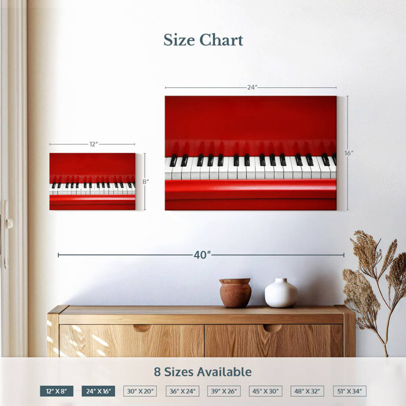 Abarca rouge brillant piano, H 16 po x l 24 po
