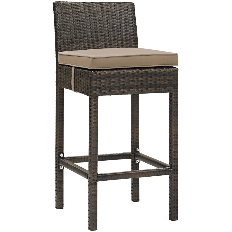Ensemble de 4 tabourets de bar Conduit, Moka, Velours gris pâle