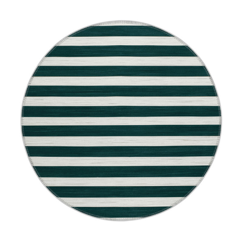 Tapis intérieur / extérieur vert HorizontalStripes, Rectangle 5 pi x 7 pi