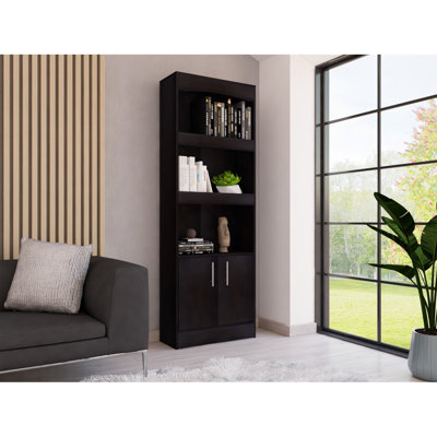 Durango Bookcase, Three Shelves, Double Door Cabinet