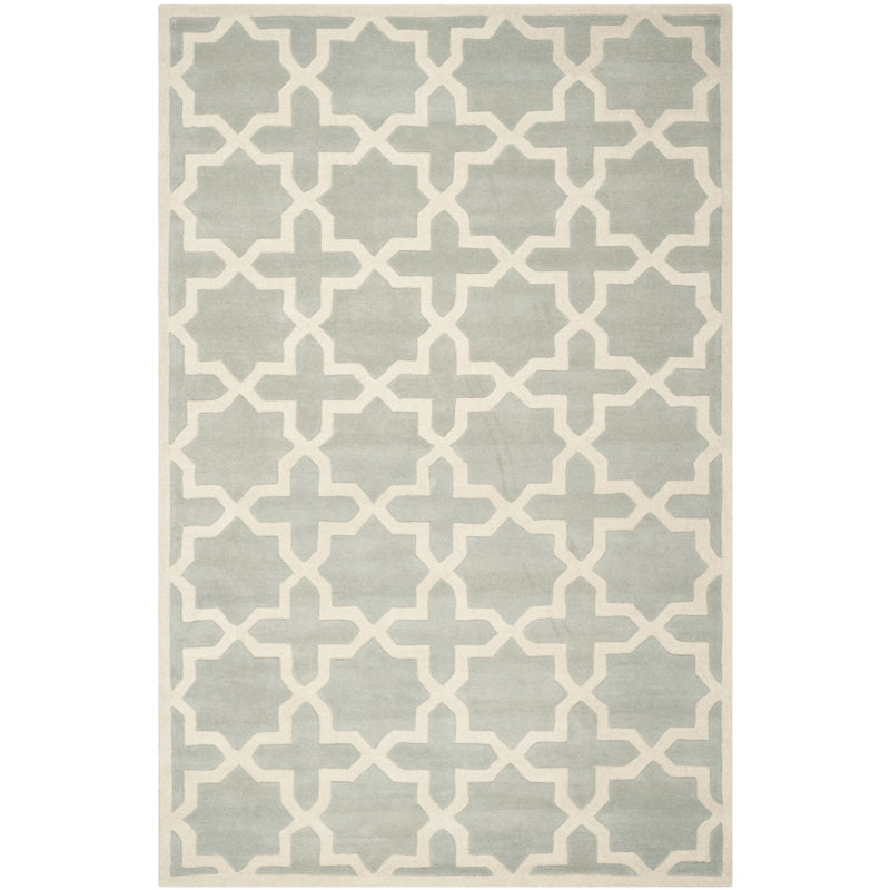 Helma Geometric Wool Hand Woven Area Rug, Rectangle 122 x 183 cm