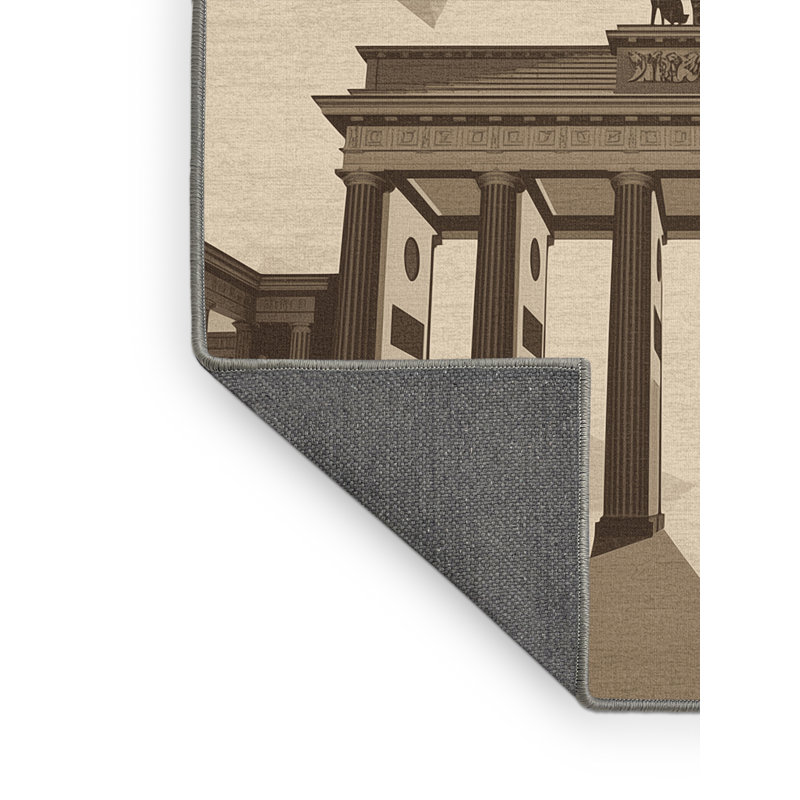 Soft Plush Burnham Berlin Brandenburg Gate Modern Area Rug in Gray – Gray Binding, 2x4