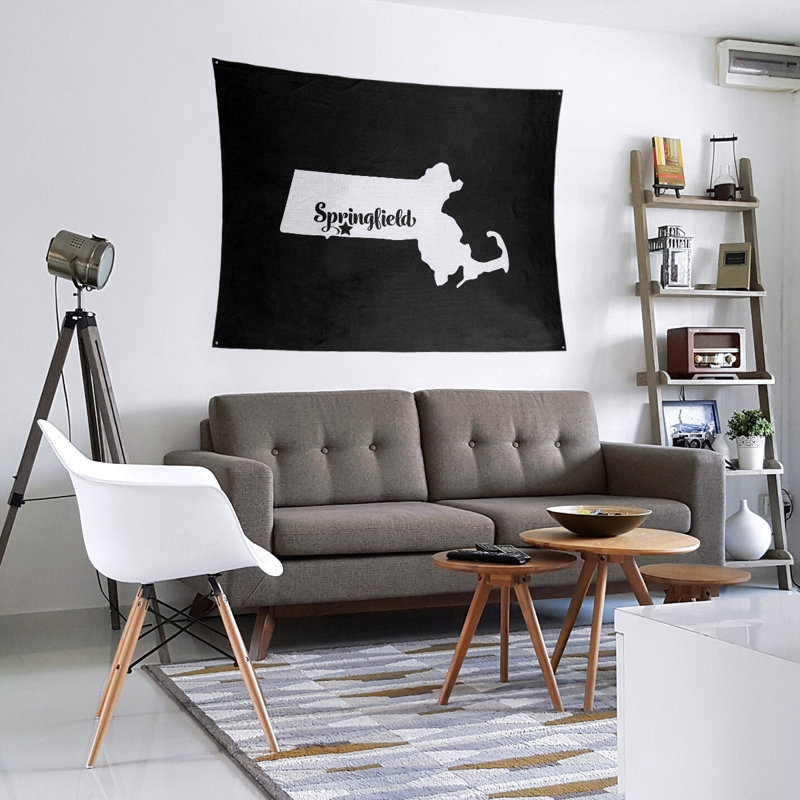 Tapisserie murale Springfield Massachusetts, H 88 po x l 104 po, Noir