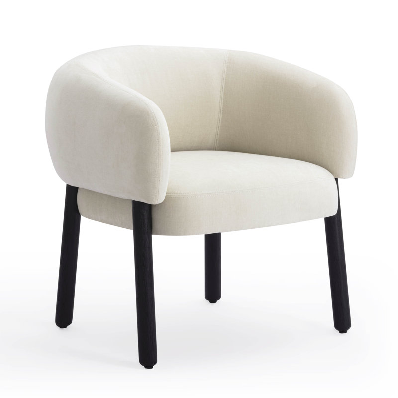 Fauteuil d'appoint en chenille Foxy, Crème, crème, Marron foncé