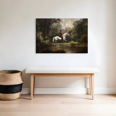 «Elegant Rider In Forest Classic Elegant Peaceful Dog Horse Forest Nature», reproduction d'art murale