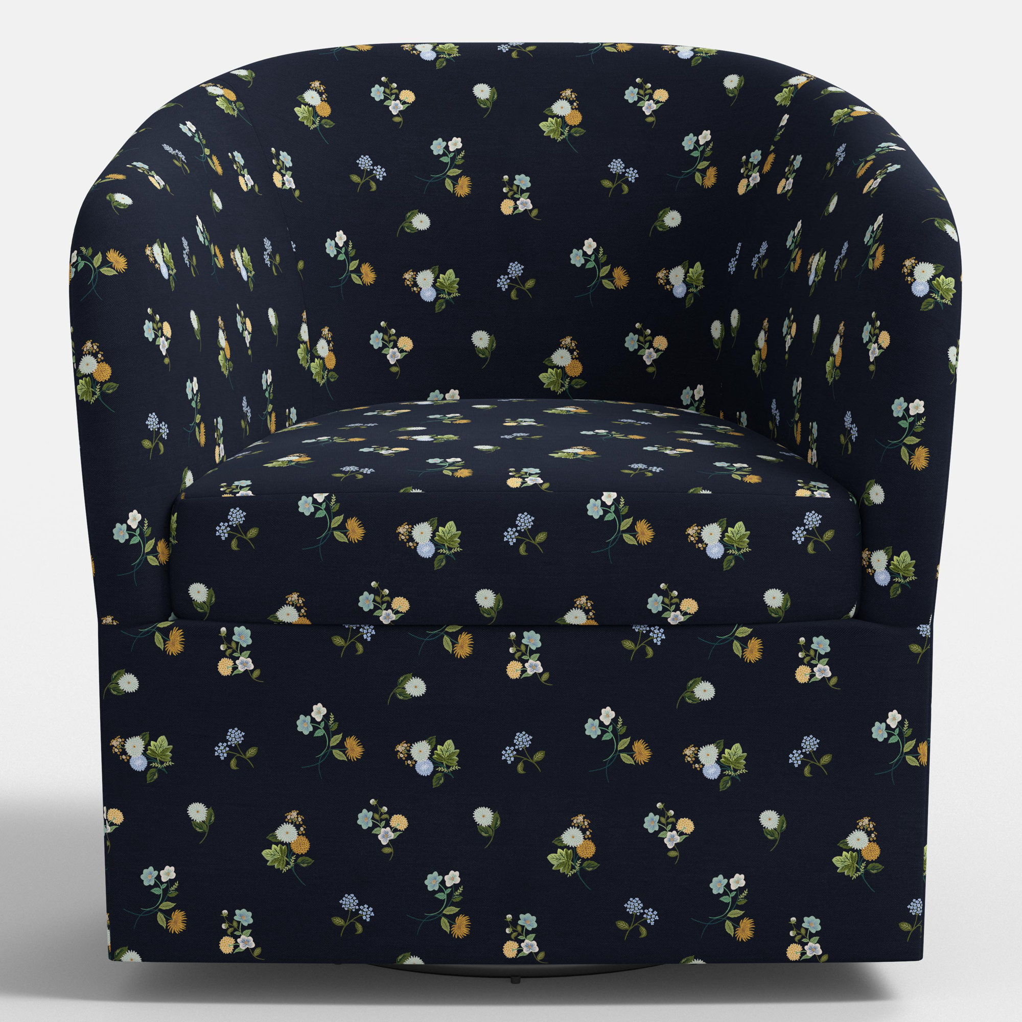 Pembroke Swivel Chair, Ditsy Dahlia Navy