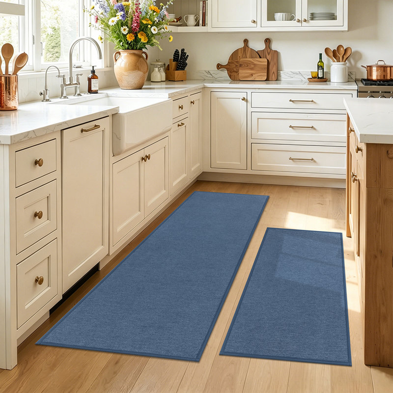 Tapis de cuisine antidérapant et antidérapant (ensemble de 2), Blue