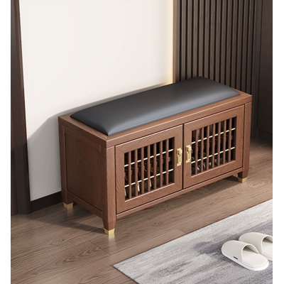 Banc de rangement en bois massif Traditional