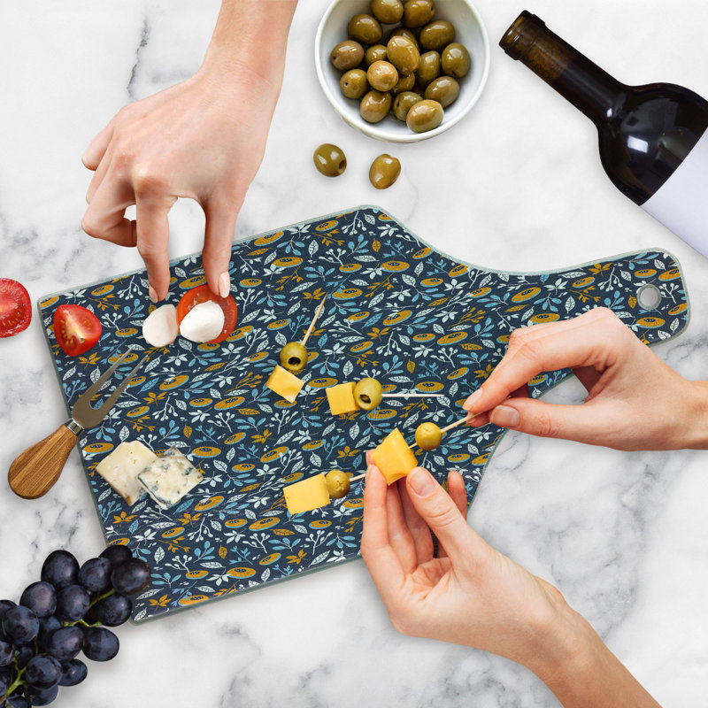 Ambesonne Leaf Tempered Glass Cutting Board Spring Branches Pattern Multicolor