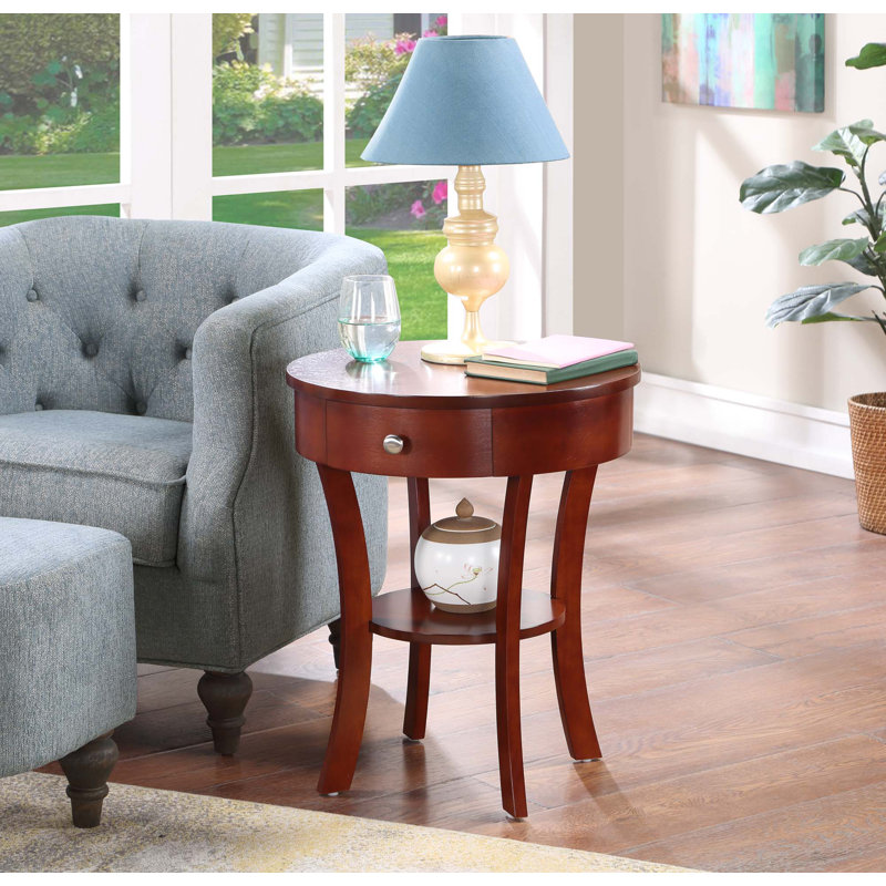 Moravian Solid Wood End Table with Storage, Mahogany