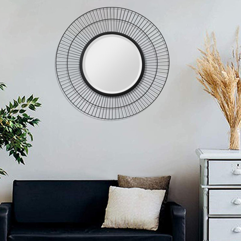 Miroir d'appoint Halfeti, Noir, 23,82 po x 23,82 po