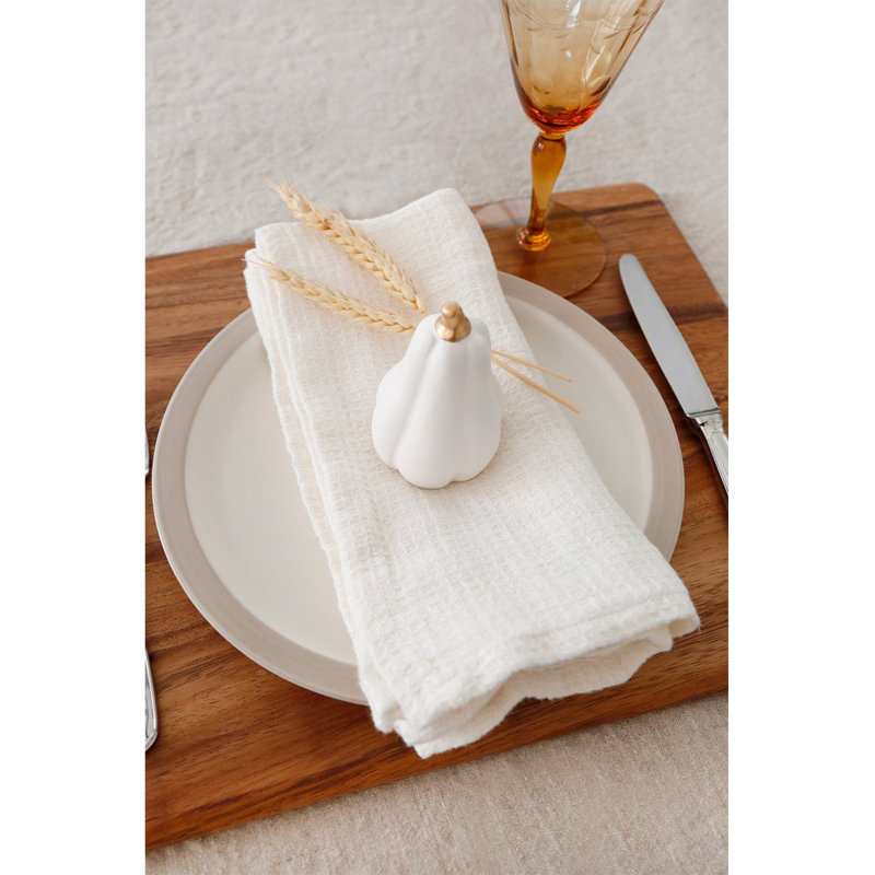 Willows Linen Square Napkins, White