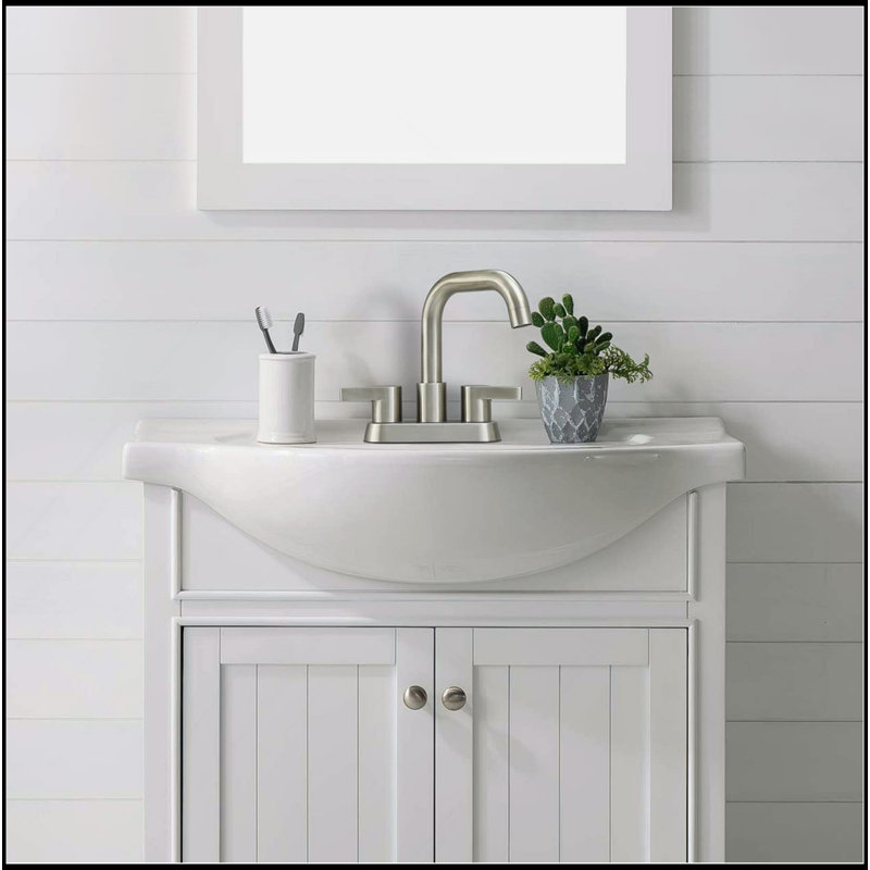 Bathroom Faucet 2 Handle 4 Inch Centerset Bathroom Sink Faucets 3 Hole With Pop Up Drain And Water Supply Lines, Brushed Nickel