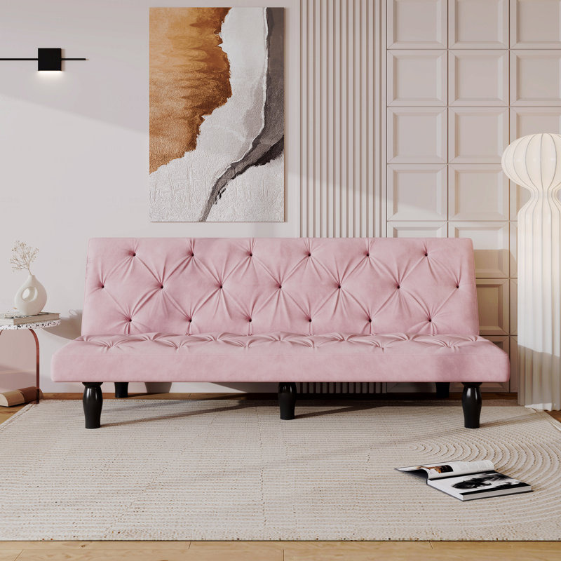 Transformation d'un canapé à l'autre: canapé-lit en velours rose de 66 po, idéal