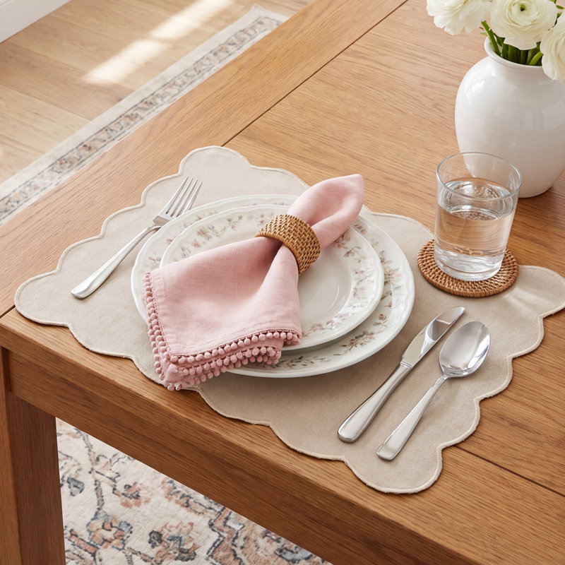 Trezza Linen Square Napkin, Ivory