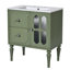 Meuble-lavabo de salle de bain de style rétro avec lavabo en céramique 30 po, meuble-lavabo simple autoportant avec 2 tiroirs, armoire de rangement en bois massif