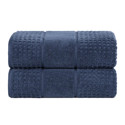 Hiyabel Zero Twist Cotton Solid Waffle Honeycomb Plush Soft Absorbent Medium Weight Bath Sheet