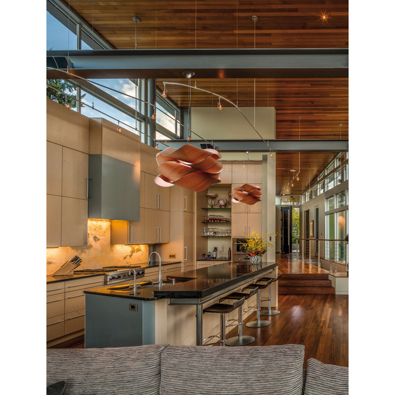 Link Suspension Pendant - Large - E26 Base - Orange Shade - Matte White, Orange, Matte White, 15.7" H x 27.1" W x 27.1" D