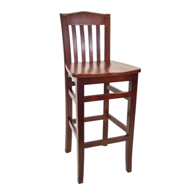 Solid Beechwood 30" Bar Stool, Dark Mahogany