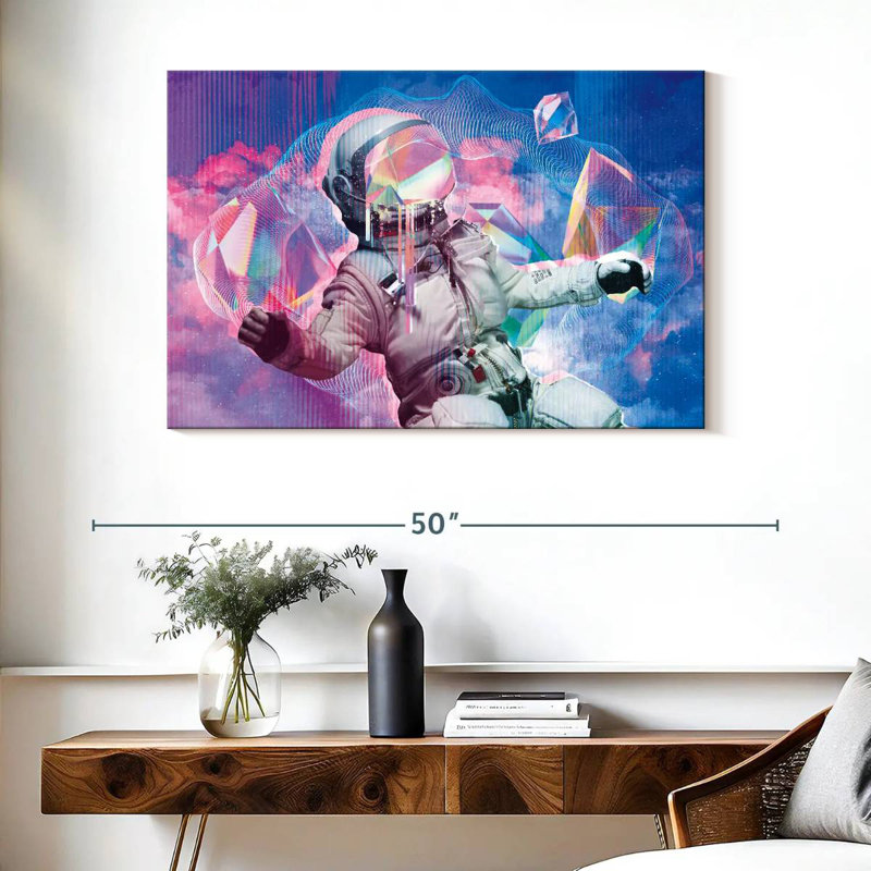Retro Floating Astronaut, 26" H x 39" W