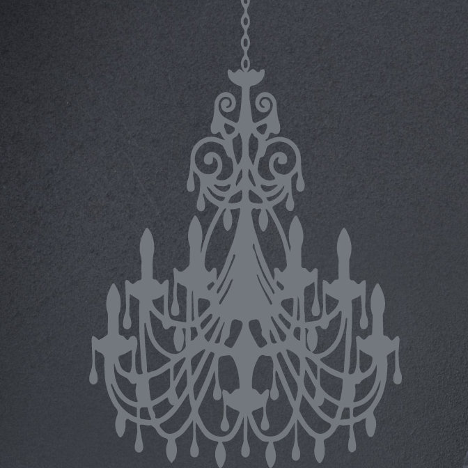 Décalcomanie murale lustre ornée, H 24 po x l 16 po x P 0,01 po, Gris orage
