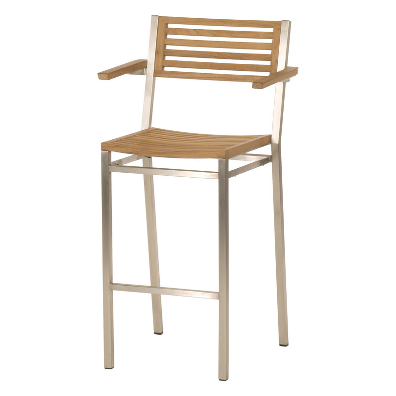 Equinox Sling Bar Stool with Teak Arms