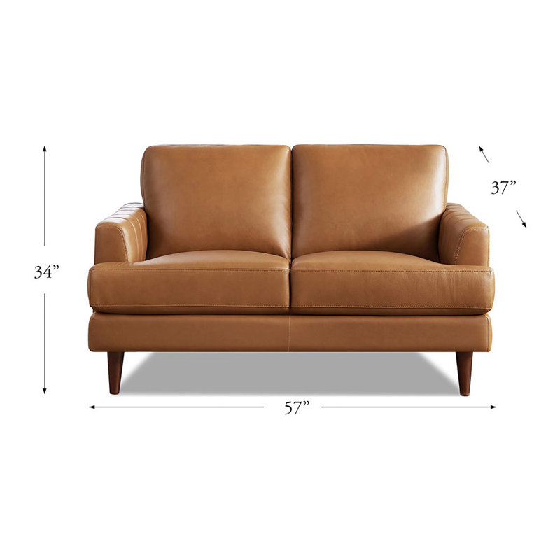 Causeuse en cuir Reuma, Cassia brun cognac