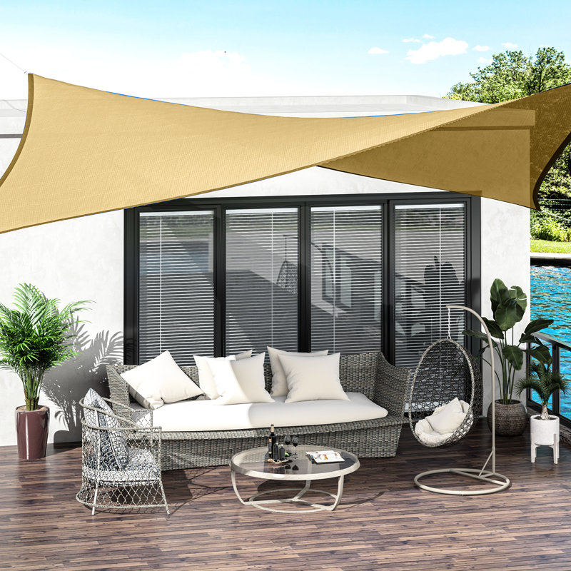Auvent 13 'X 20' Sun Shade, couleur sable, protégé, pour terrasse avec corde - sable, blocs nocifs, piscine de patio