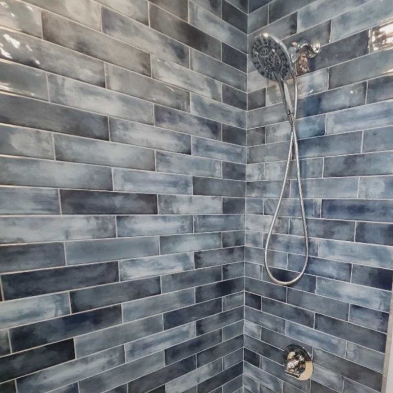 Avila 2.75" x 11.75" Ceramic Brick Look Subway Wall Tile, Blue