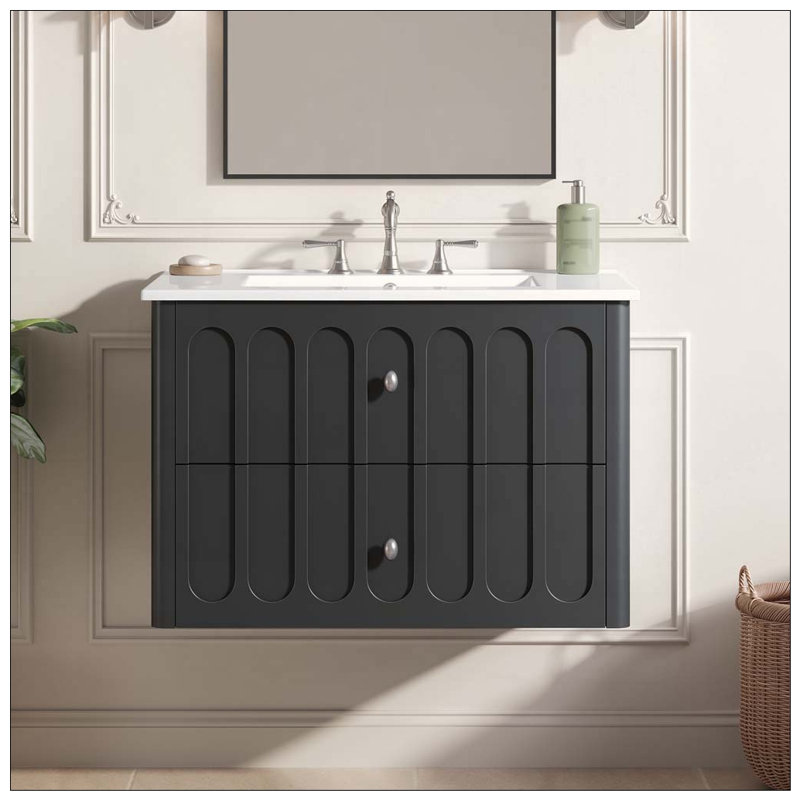 Meuble-lavabo flottant moderne 30 po, Black