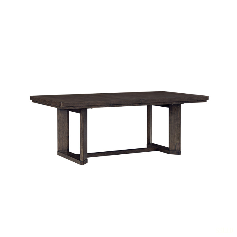 Dark Oak Trestle Dining Table with Leaf