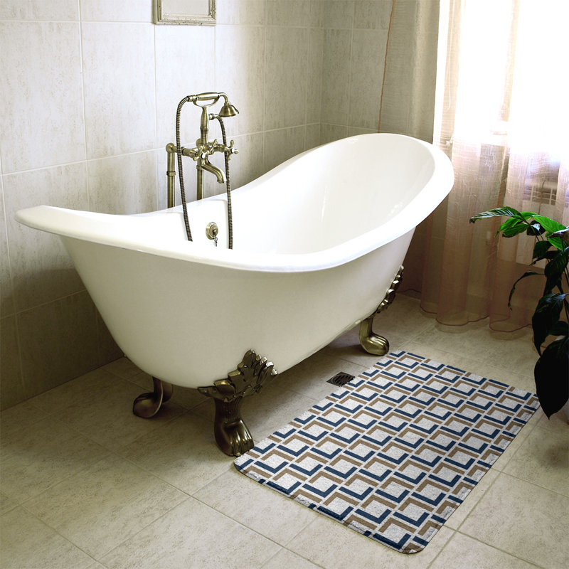 Tapis pour salle de bain Baltimore, l 17 po x L 24 po, Bleu millénaire / or nouveau siècle