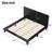 King Platform Bed Frame with Headboard, Wood Slat Support, Sturdy King Bed, Bedroom Furniture, Black-471915019-471915008