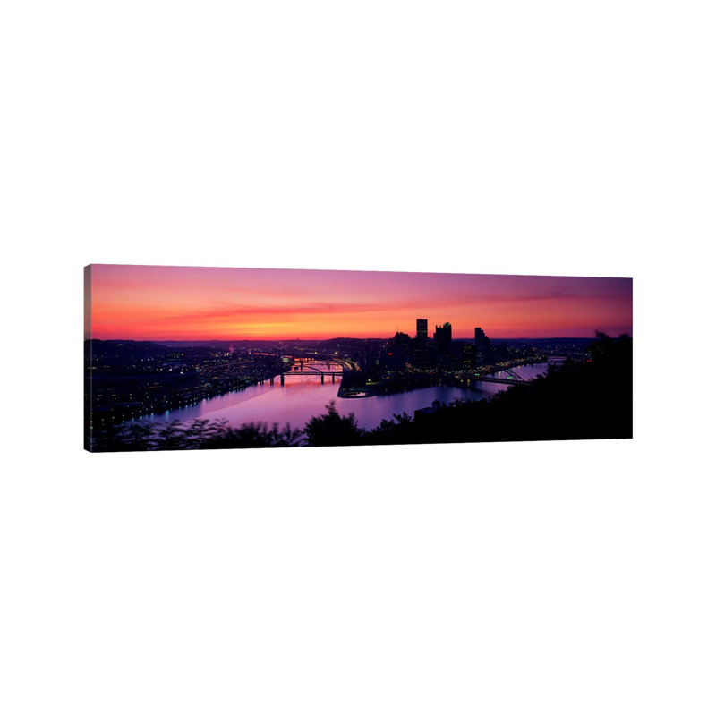 Pittsburgh PA - Wrapped Canvas Panoramic Print, 121.92 cm H x 40.64 cm W x 3.175 cm D
