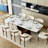 71"-95"Extendable Hobart Modern Dining Table For 6-10, Rectangular Sintered Stone Tabletop with Pedestal Base, Carbon Steel Leg-279556249-279556248