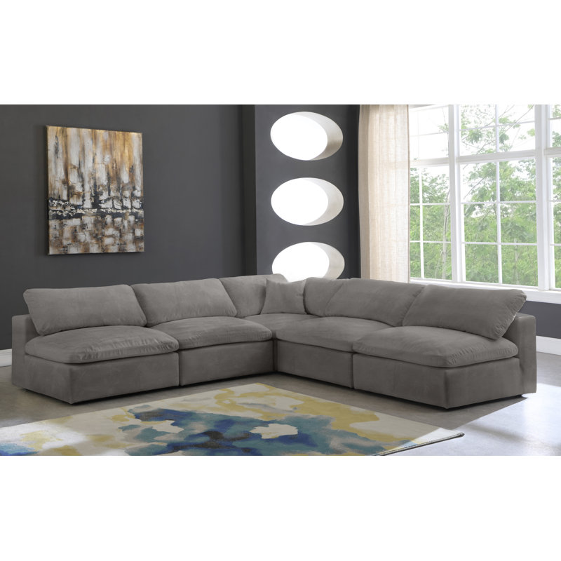 Canapé modulaire en velours réversible de 118 po Cozy, Velours gris