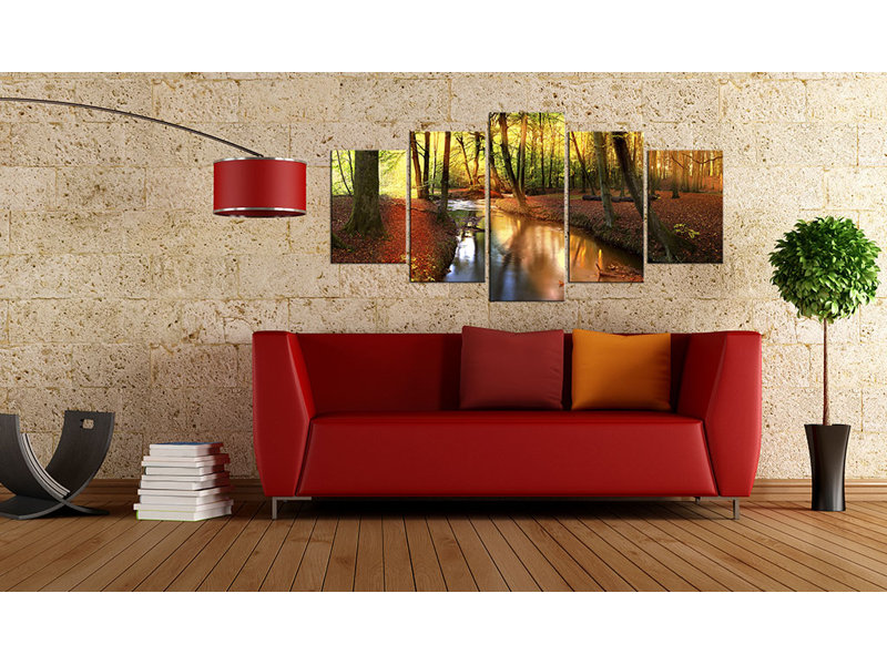 Silent Forest - 5 Piece No Frame Print on Canvas, 100 cm x 50 cm