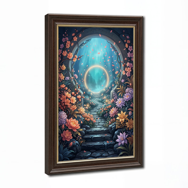 Impression sur toile Fantasy Garden Path to Glowing portail, H 18 po x l 12 po