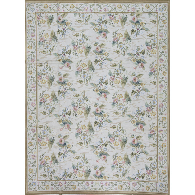 Gros Point Needlepoint One-of-a-Kind 10.0 X 14.0 Hand Knotted Area Rug