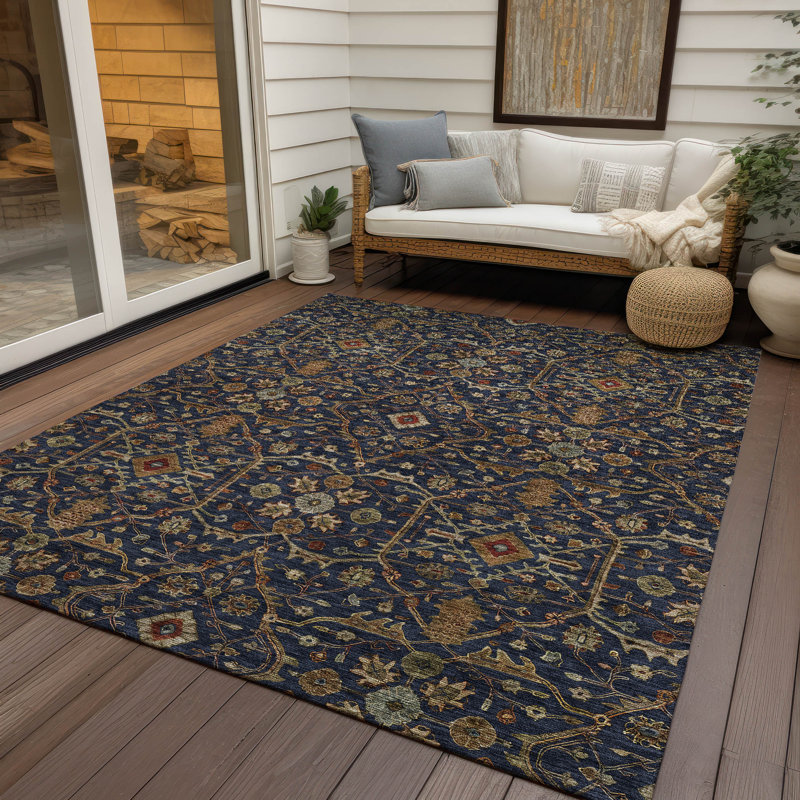 Tapis intérieur / extérieur bleu Zara , 9 pi x 12 pi