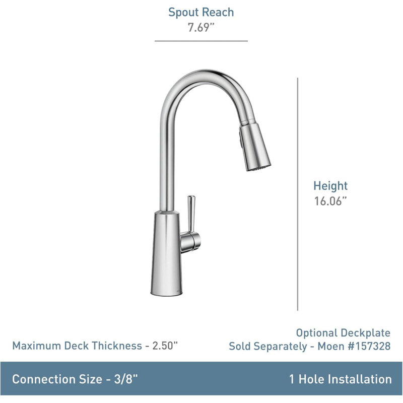 Riley Spot Resist Stainless One Handle Pulldown Kitchen Faucet Featuring Power Boost And Reflex Docking System For The Spray Head, Modern Kitchen Sink Faucet, 7402SRS