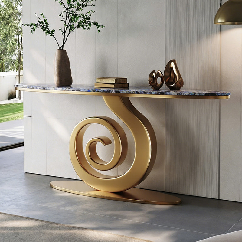Console luxueuse haut de gamme de style italien, Doré, H 33,5 po x l 63 po x P 13,8 po