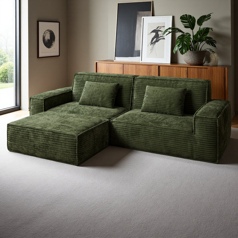 Canapé 106,3 po avec de grandes rayures, style moderne, style maison confortable, compression sous vide, éponge double