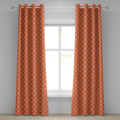 East Urban Home Geometric Grommet Curtain Decorative 2-Panel Window Drapes, Orange Pale Yellow