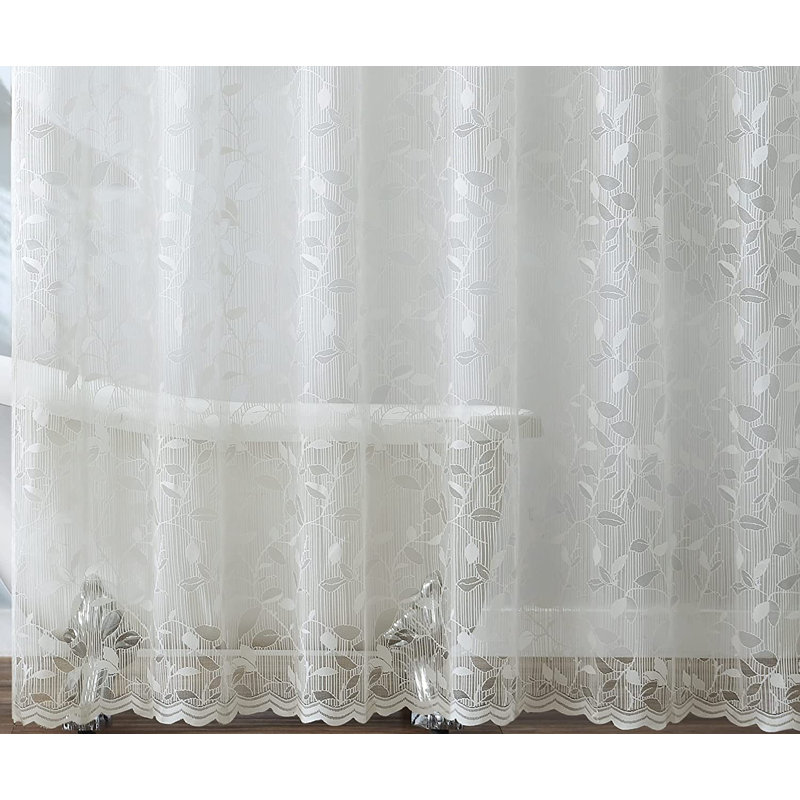 Toraino Floral Shower Curtain. Rustic Leaf Lace Shower Curtain, Ivoire, H 72 po x l 72 po